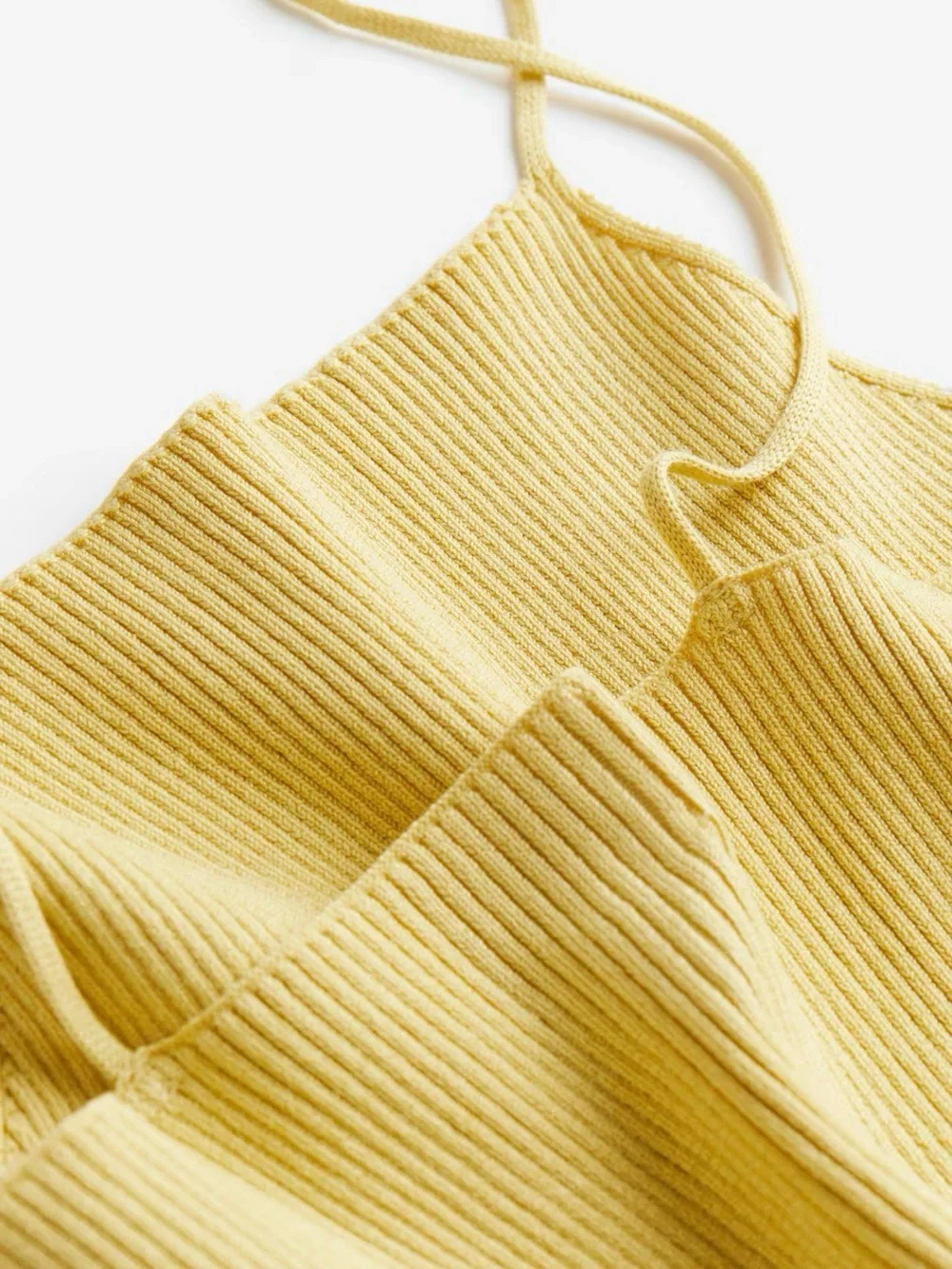 H&M Yellow Ribbed Midi Skirt with Matching Crop Top
